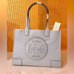 NWT Tory Burch Small Ella Nylon Tote Powder Blue